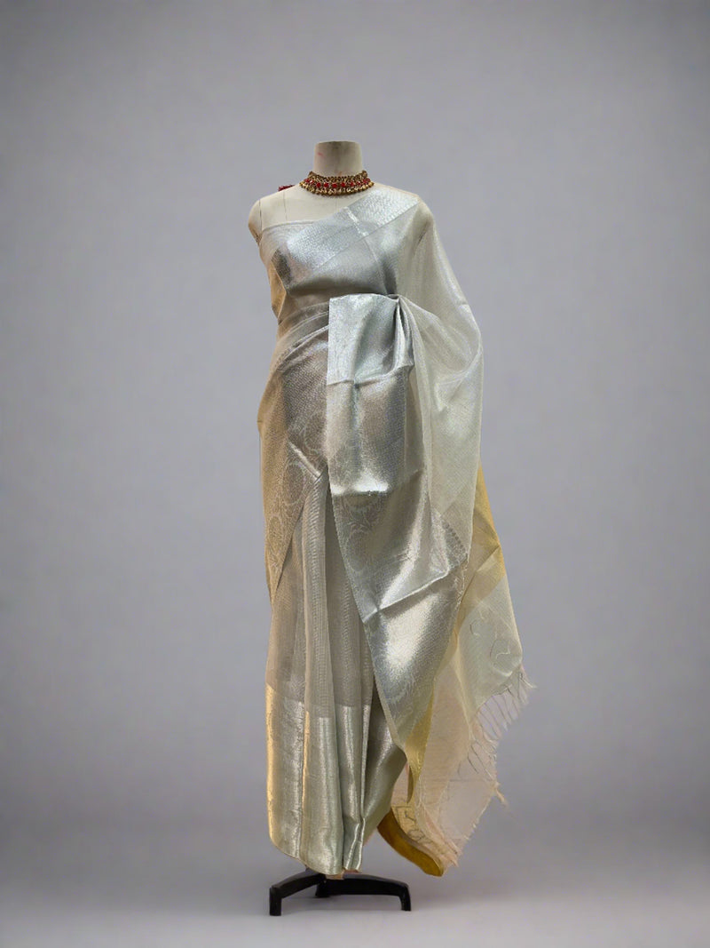 Silver Kota Tissue Silk Saree