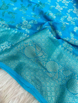 Sky Blue Crepe Georgette Exclusive Banarasi Saree