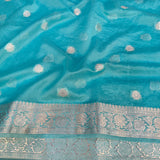 Sky Blue Semi Georgette Khaddi Banarasi Saree