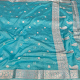 Sky Blue Semi Georgette Khaddi Banarasi Saree