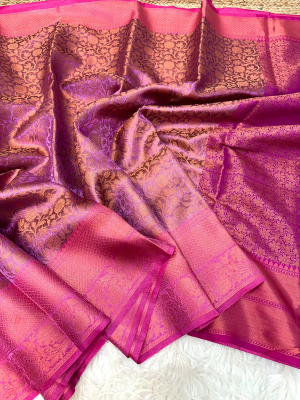 Soft Tissue Silk Flora Embossed Banarasi Saree