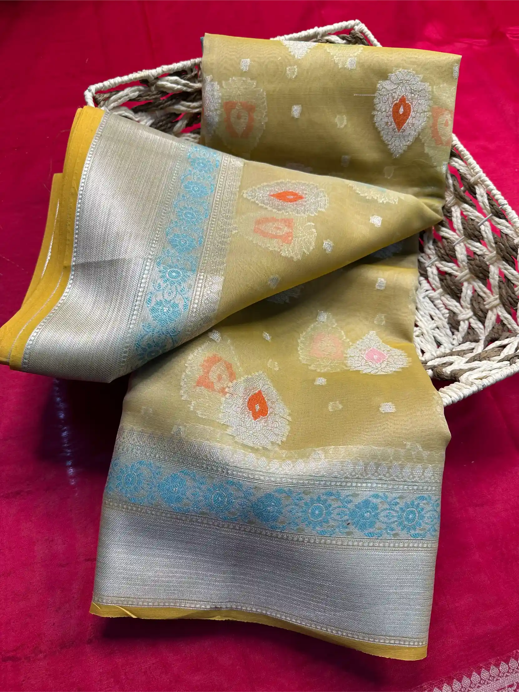 Beautiful Softsilk Embossed Weave Banarasi Saree