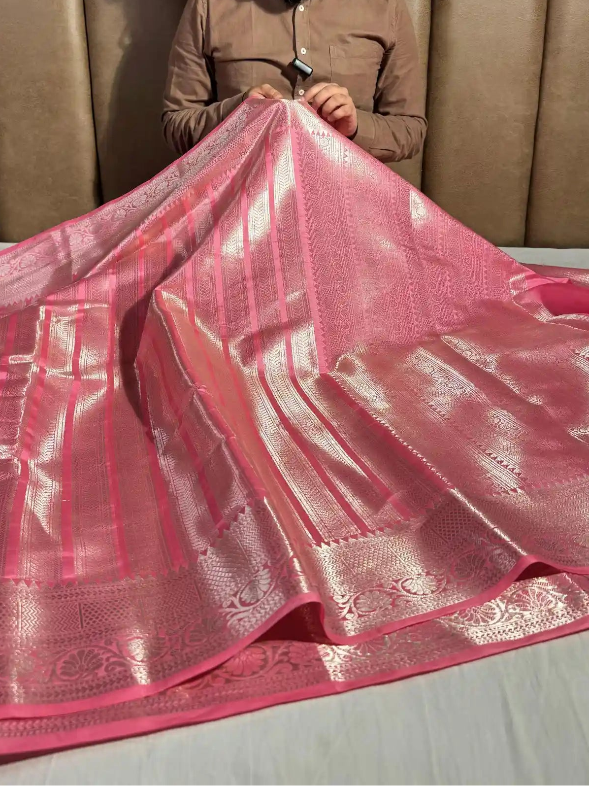 Sreeleela Mam Inspired Katan Tissue Silk Saree with Rich Pallu and Blouse