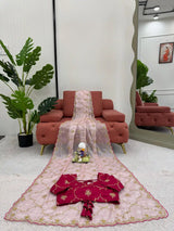 Subtle Baby Pink Glass Tissue Silk Designer Saree