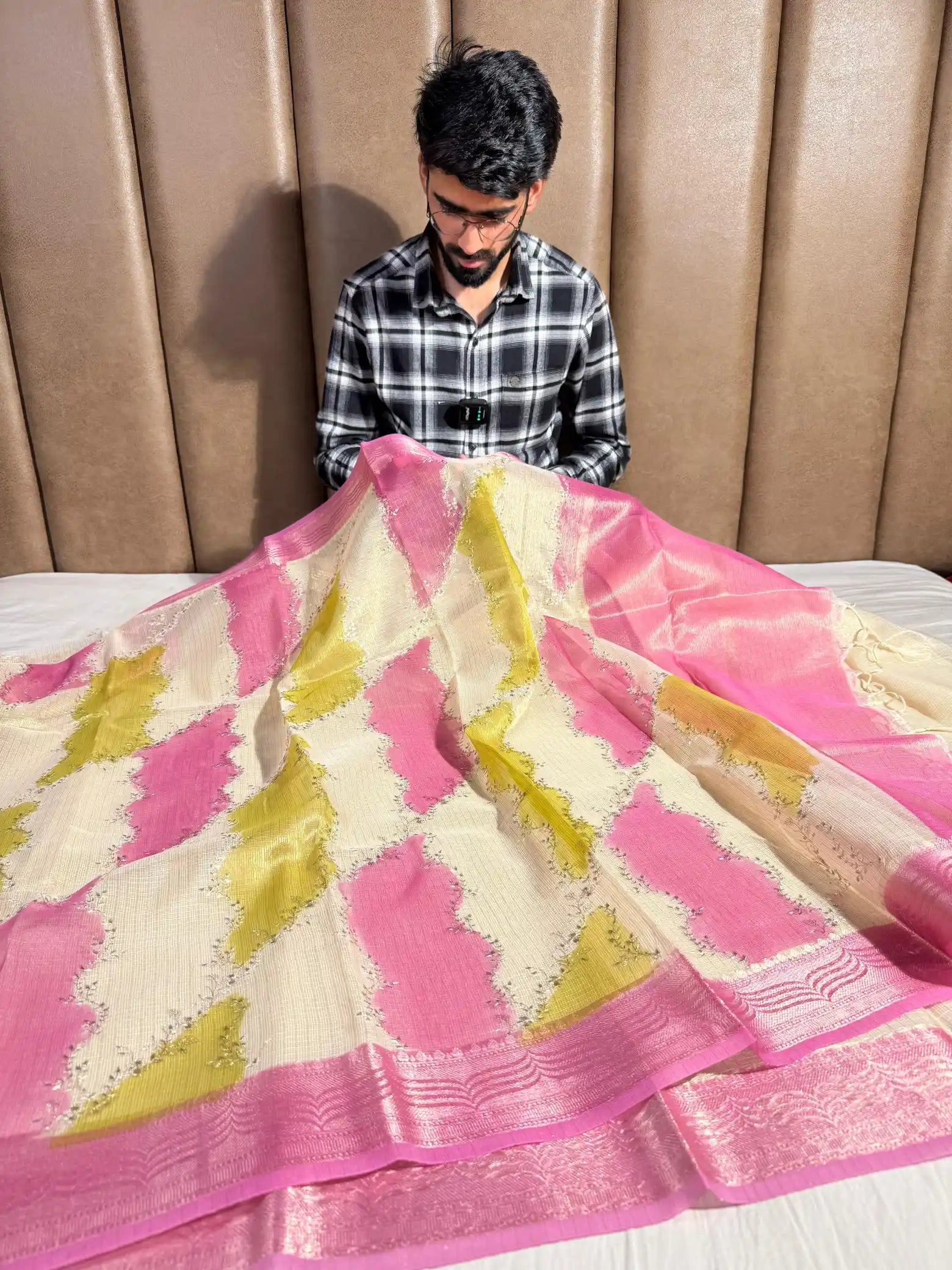 Subtle Kota Tissue Rangkat Chikankari Embroidery Work Banarasi Saree