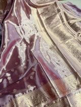 Subtle Lavender Shade Exclusive Soft Tissue Silk Banarasi Saree