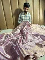 Subtle Lavender Shade Exclusive Soft Tissue Silk Banarasi Saree