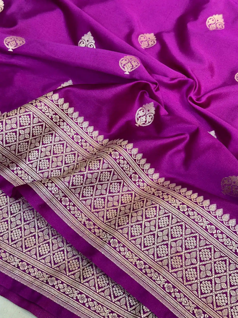 Subtle Majenta Premium Mashru Katan Saree 