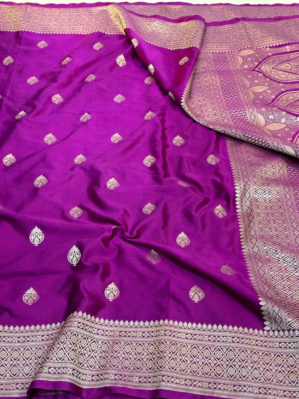 Subtle Majenta Premium Mashru Katan Saree 