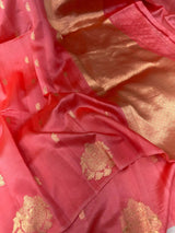 Subtle Peach Pure Caramel Silk Sona Zari Butas Banarasi Saree