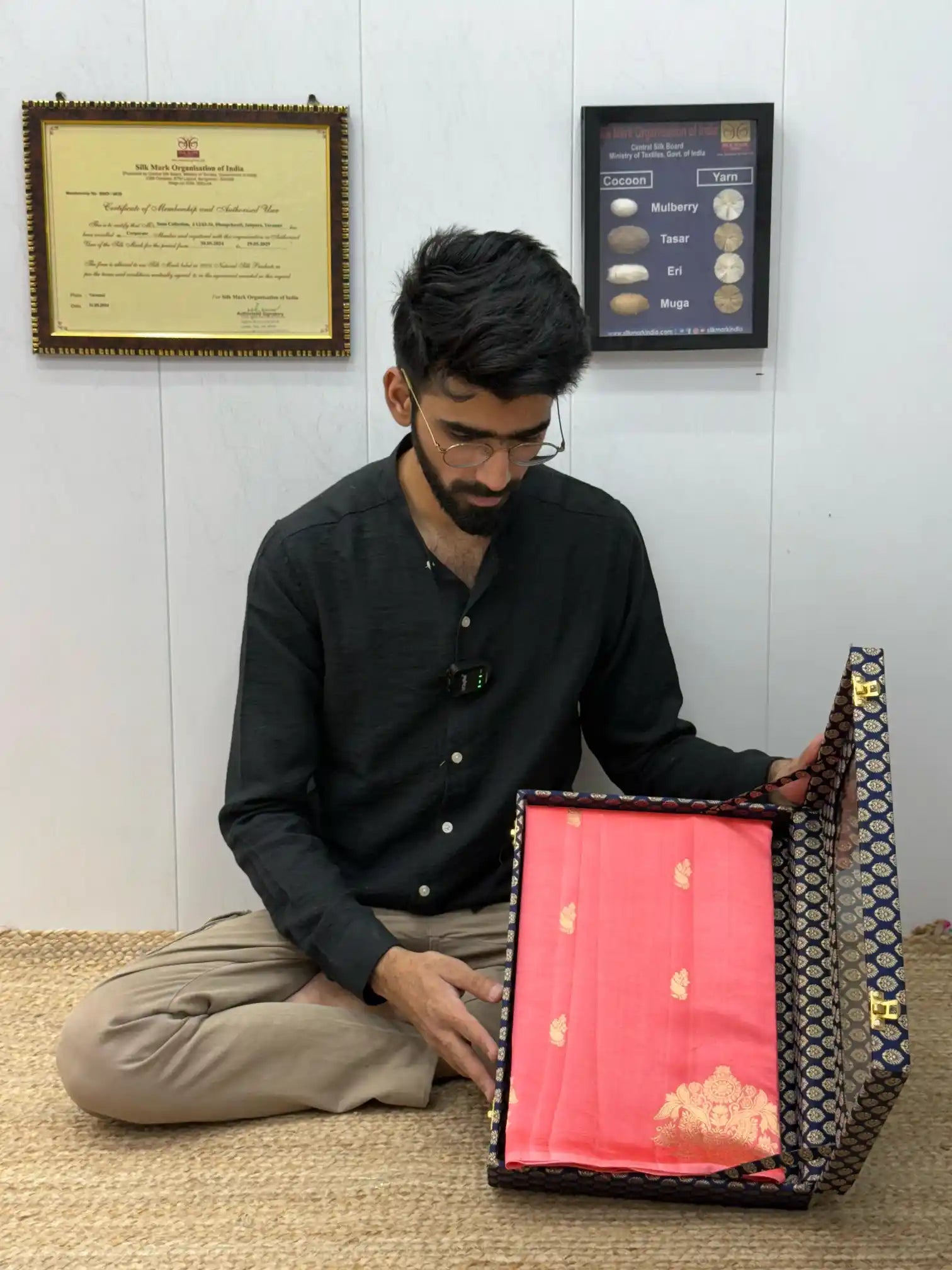 Subtle Peach Pure Caramel Silk Sona Zari Butas Banarasi Saree