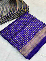 Subtle Violet Shade Pure Katan Silk Banarasi Saree with Sona Roopa Intricate Unique Designs