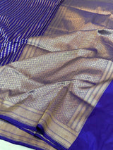 Subtle Violet Shade Pure Katan Silk Banarasi Saree with Sona Roopa Intricate Unique Designs