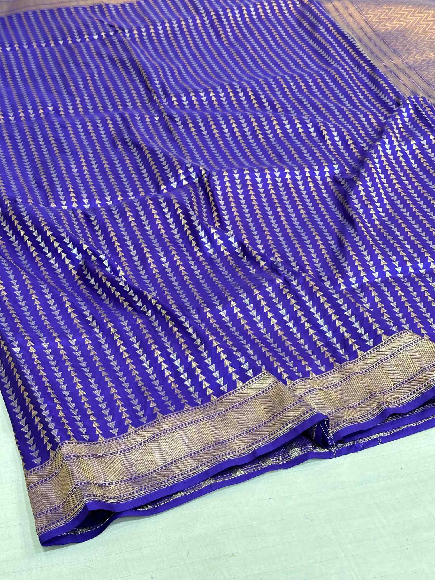 Subtle Violet Shade Pure Katan Silk Banarasi Saree with Sona Roopa Intricate Unique Designs