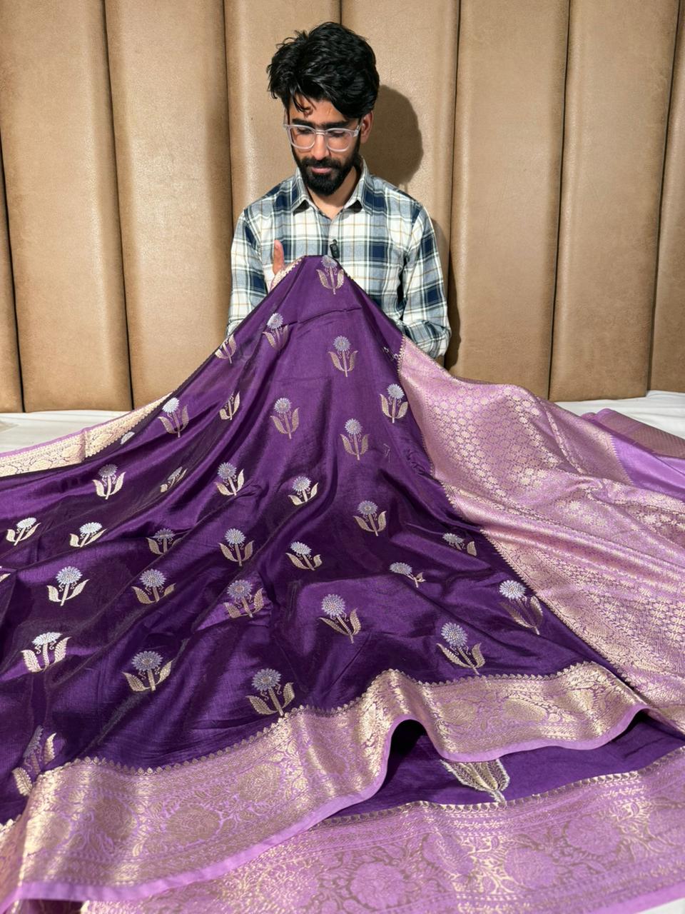 Purple Lavender Breathable Soft Georgette Banarasi Saree