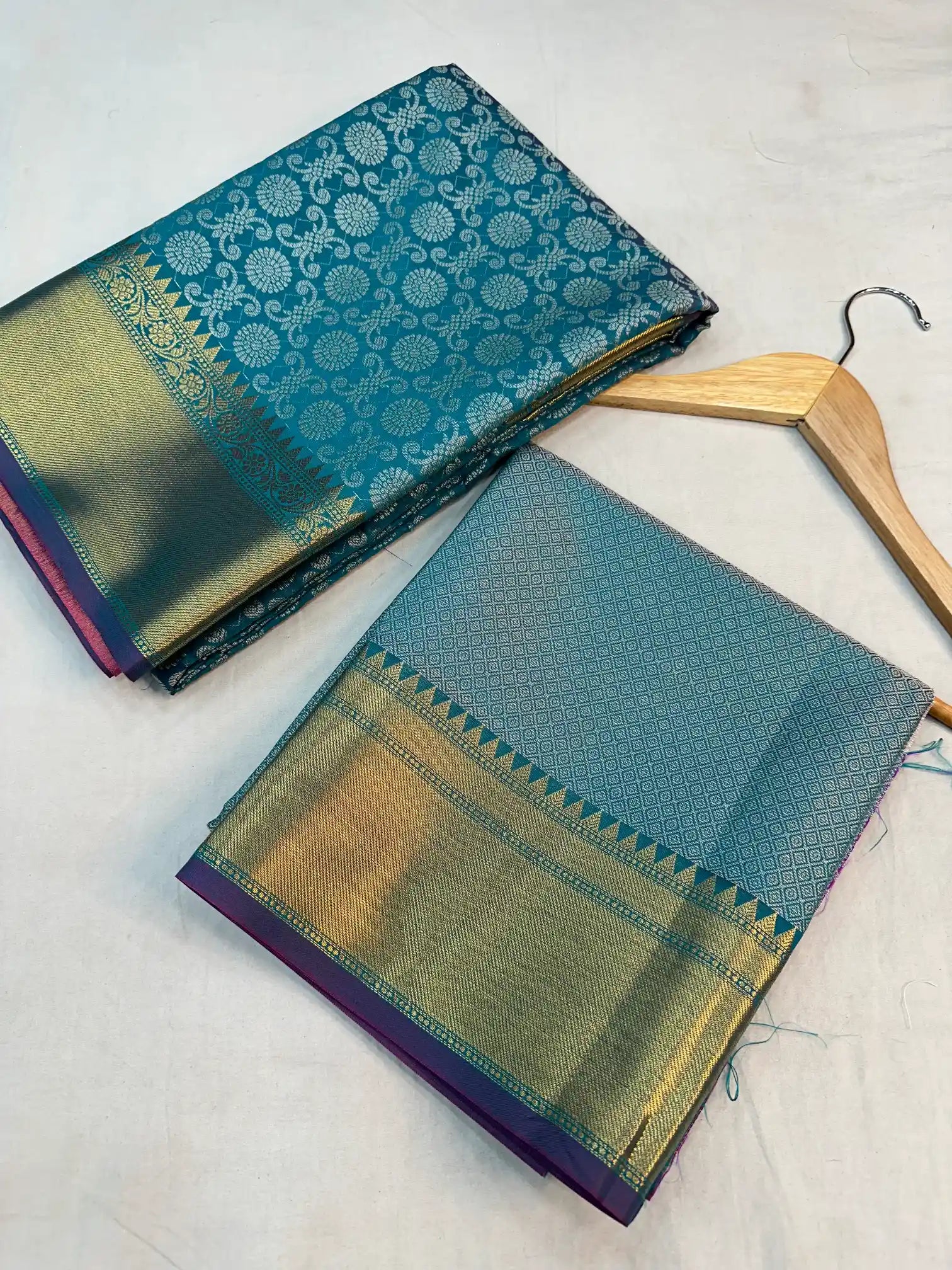 Turquios Green Subtle embossed soft tissue silk Banarasi Saree