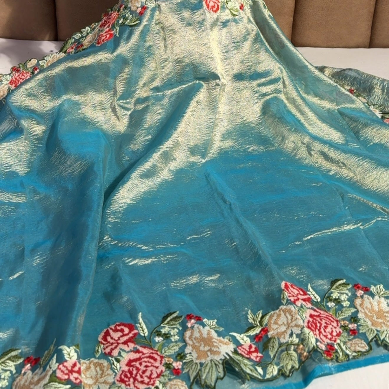 Premium Soft Tissue Silk Saree With Rich Zari Pallu And Blouse