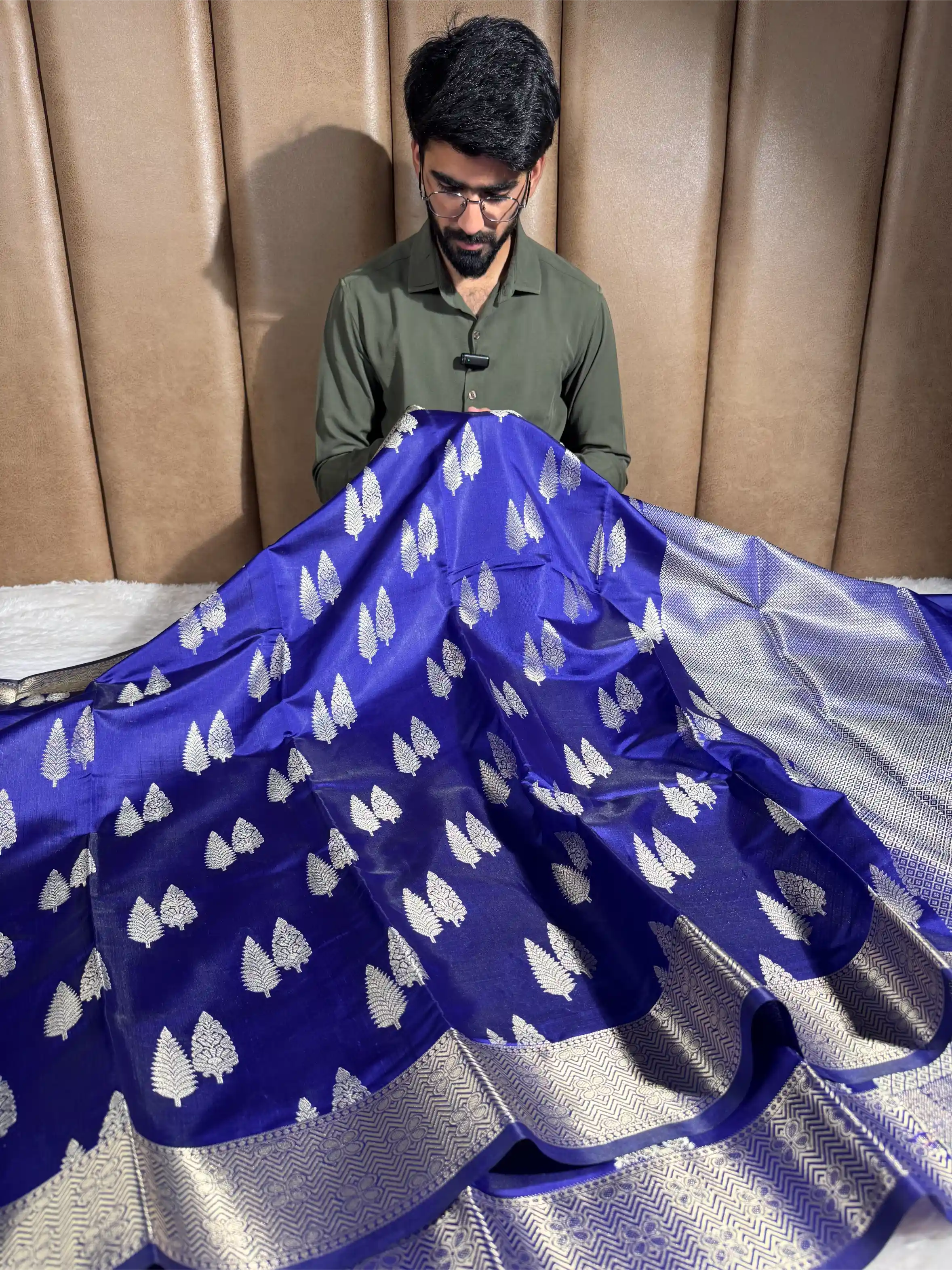 Uuda Blue Softsilk Jacquard Weave Banarasi Saree