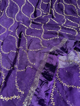 Violet Viscose Georgette Silk Thread and Sequins Work Banarasi Saree
