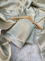 Water Zari Embossed Weave Kanjivaram Tissue Silk Saree with Brocade Pallu