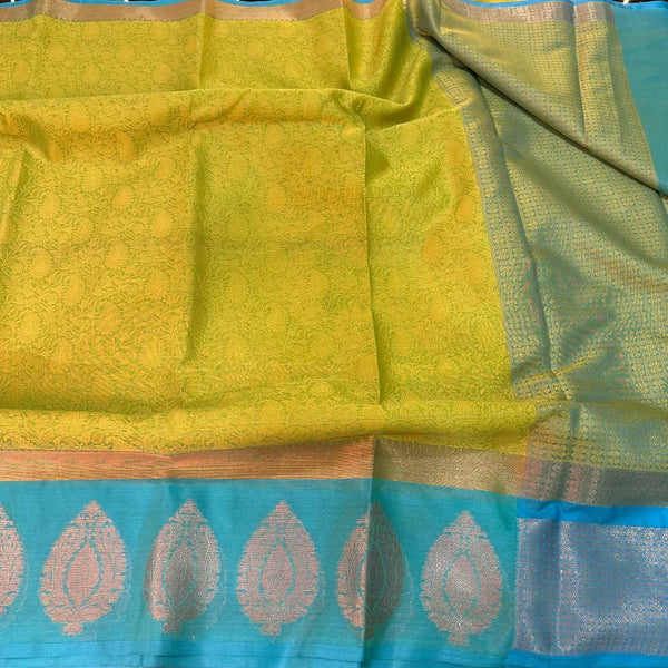 Sun Yellow Kanchi Kora Silk Saree