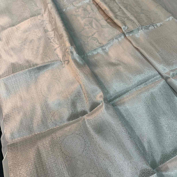 Silver Zari Woven Soft Silk Brocade Banarasi