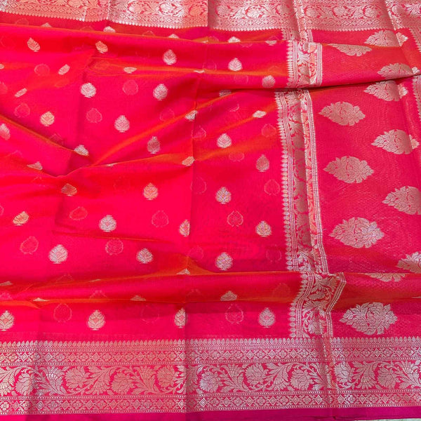 Baby Pink Soft Silk Silver Zari Banarasi Saree