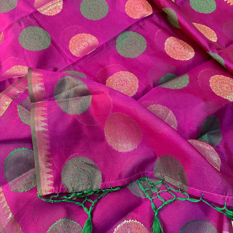 Dark Purple Soft Cotton Silk Banarasi Saree