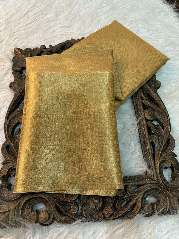 Buy Golden Tissue Silk Saree
