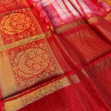 Red Warm Silk Shibori Dye Work Banarasi Saree