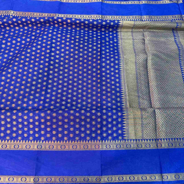 Royal Blue Warm Silk Zari Woven Buti Banarasi Saree