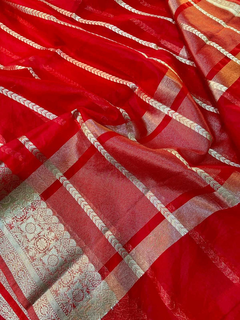 Red Organza Silk Traditional Banarasi Saree