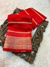 Red Organza Silk Zari Banarasi Saree