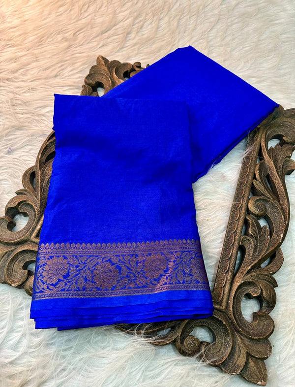 Royal Blue Traditional Mysore Crepe Silk Saree
