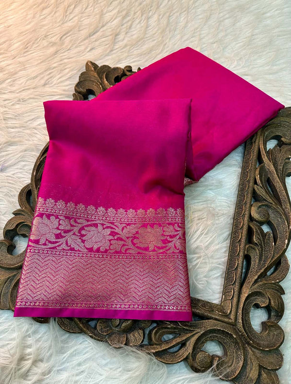 Rani Colour Mysore Crepe Silk Saree