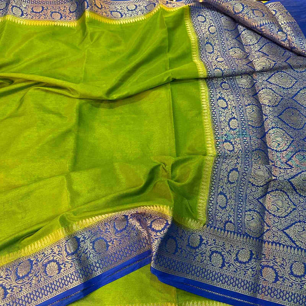 Pretty Parrot Green Colour Shades in Mysore Silk Saree