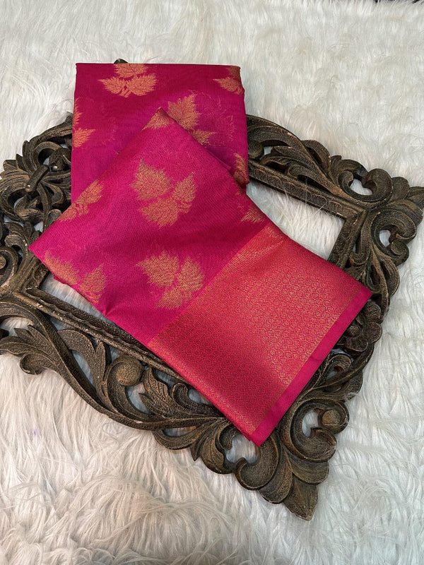 Pink Soft Cotton Silk Saree