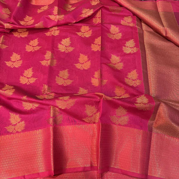 Pink Soft Cotton Silk Saree