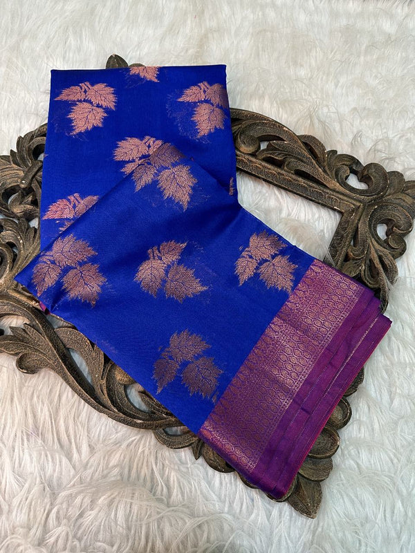 Royal Blue Soft Cotton Silk Saree