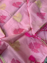 Baby Pink Soft Cotton Silk Banarasi Sarees