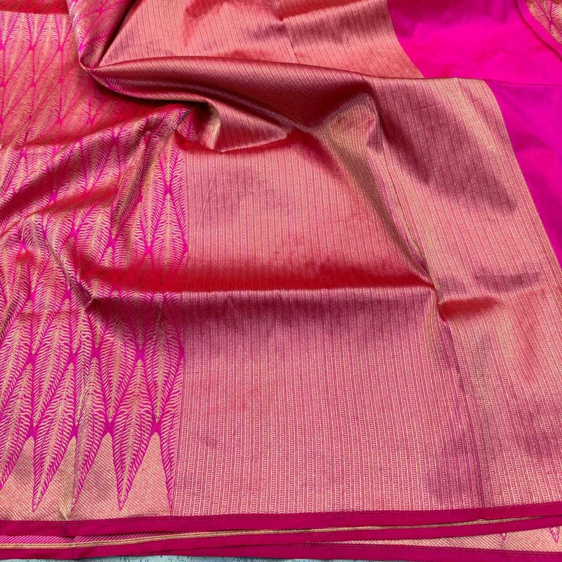 Rani Pink Pure Katan Silk Saree