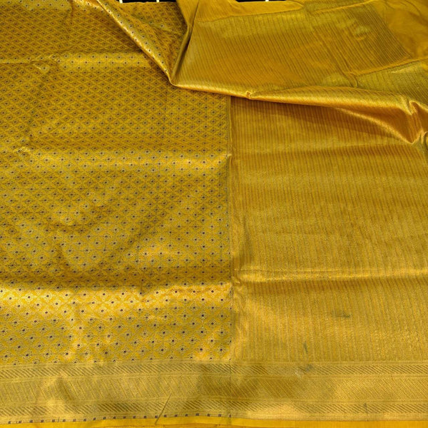 Pretty Yellow Shade Pure Katan Silk Alfi Saree
