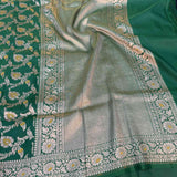 Green Shade Pure Katan Silk Alfi Saree