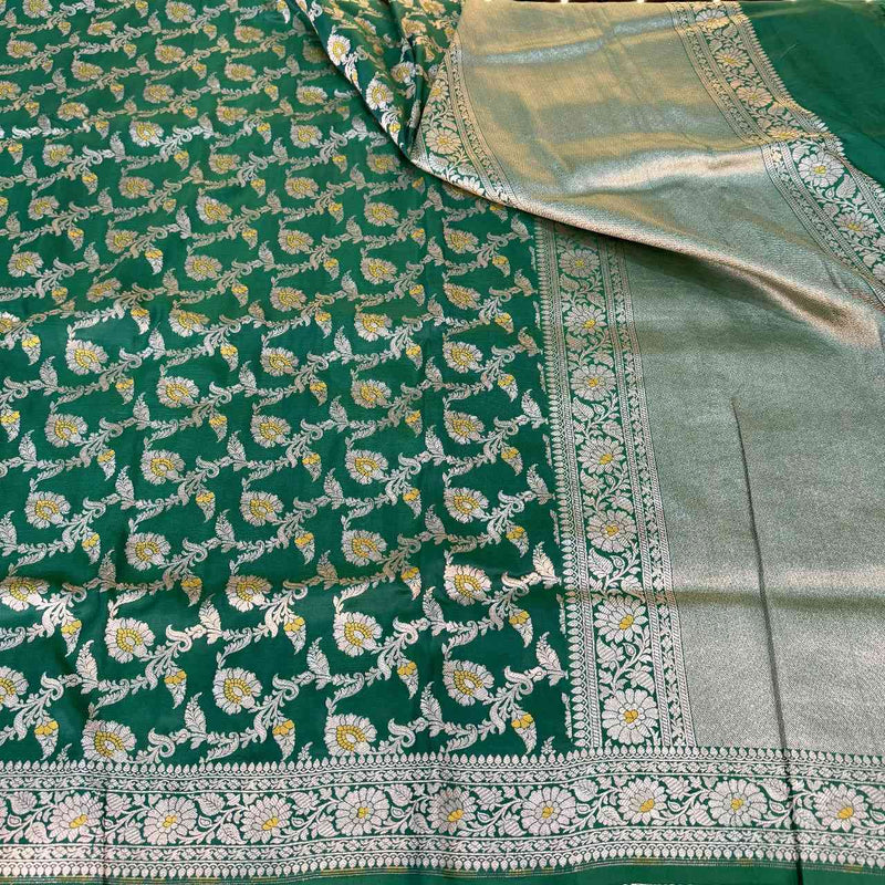 Green Shade Pure Katan Silk Alfi Saree