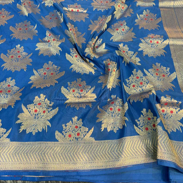 Light Blue Shade Pure Katan Silk Alfi Saree