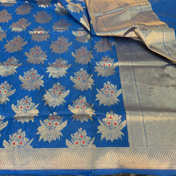 Light Blue Shade Pure Katan Silk Alfi Saree