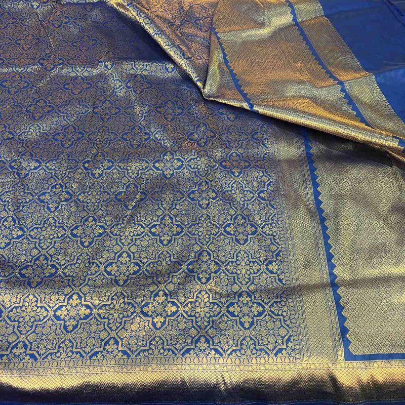 Royal Blue Shade Pure Katan Silk Saree