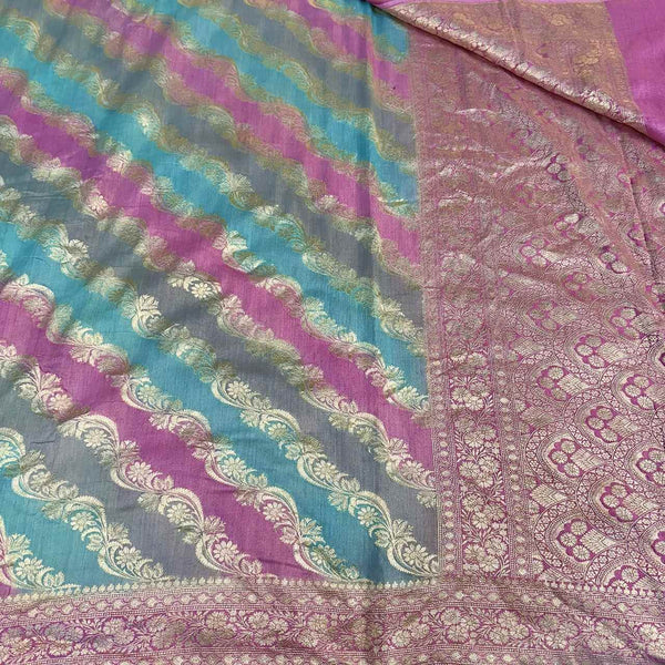 Multicolour Shade Handbrush Pure Munga Silk Saree