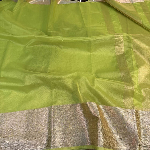 Light Green Organza Silk Traditional Banarasi Saree