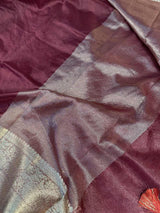 Wine Organza Silk Traditional Banarasi Saree